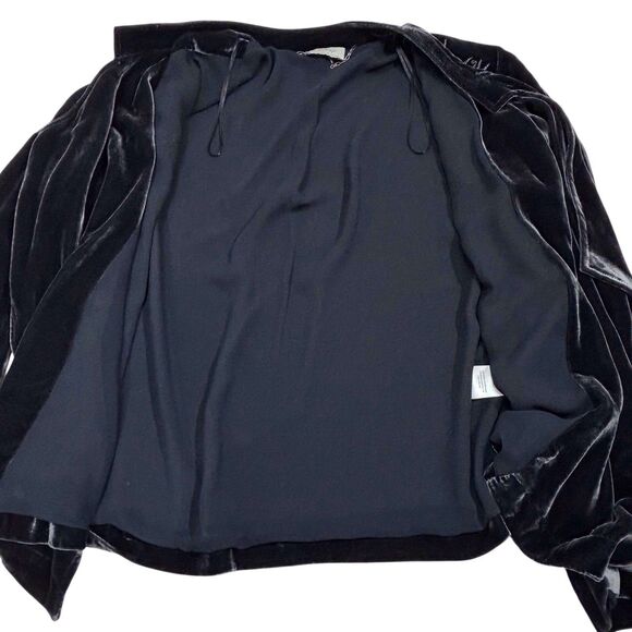 Wrap London Embroidered Cardigan Womens 6 Navy Blue Silk Blend Open Front Drape - Picture 6 of 12